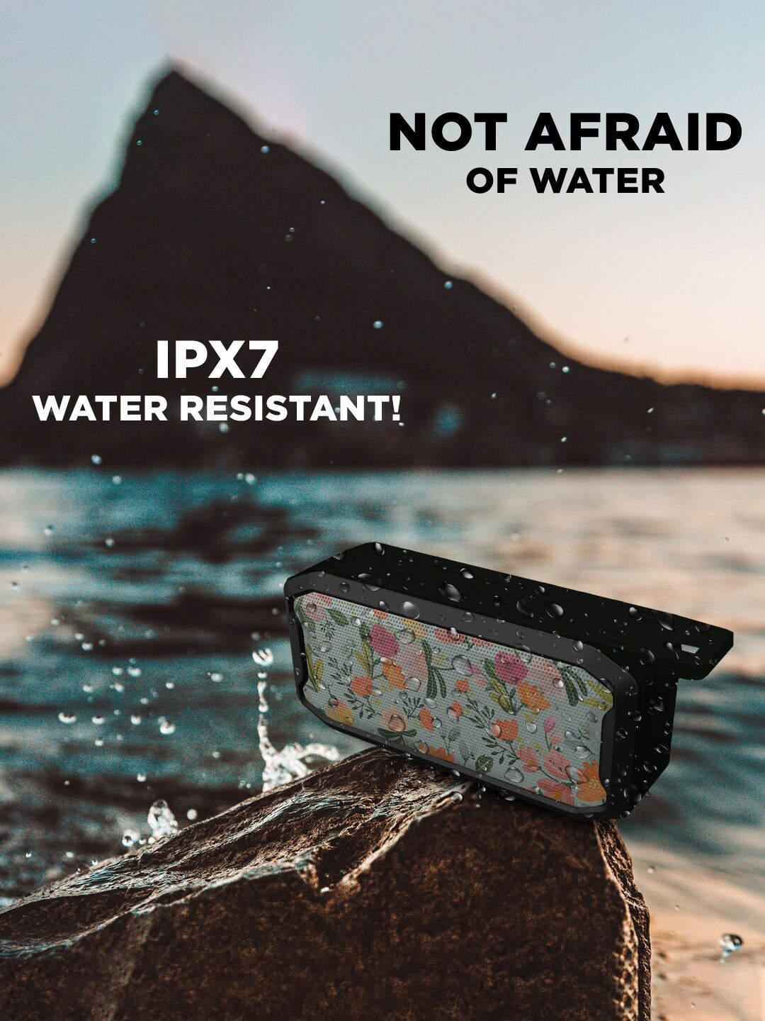 

macmerise Floral Printed Wireless Speaker with Bluetooth V5.0, Black