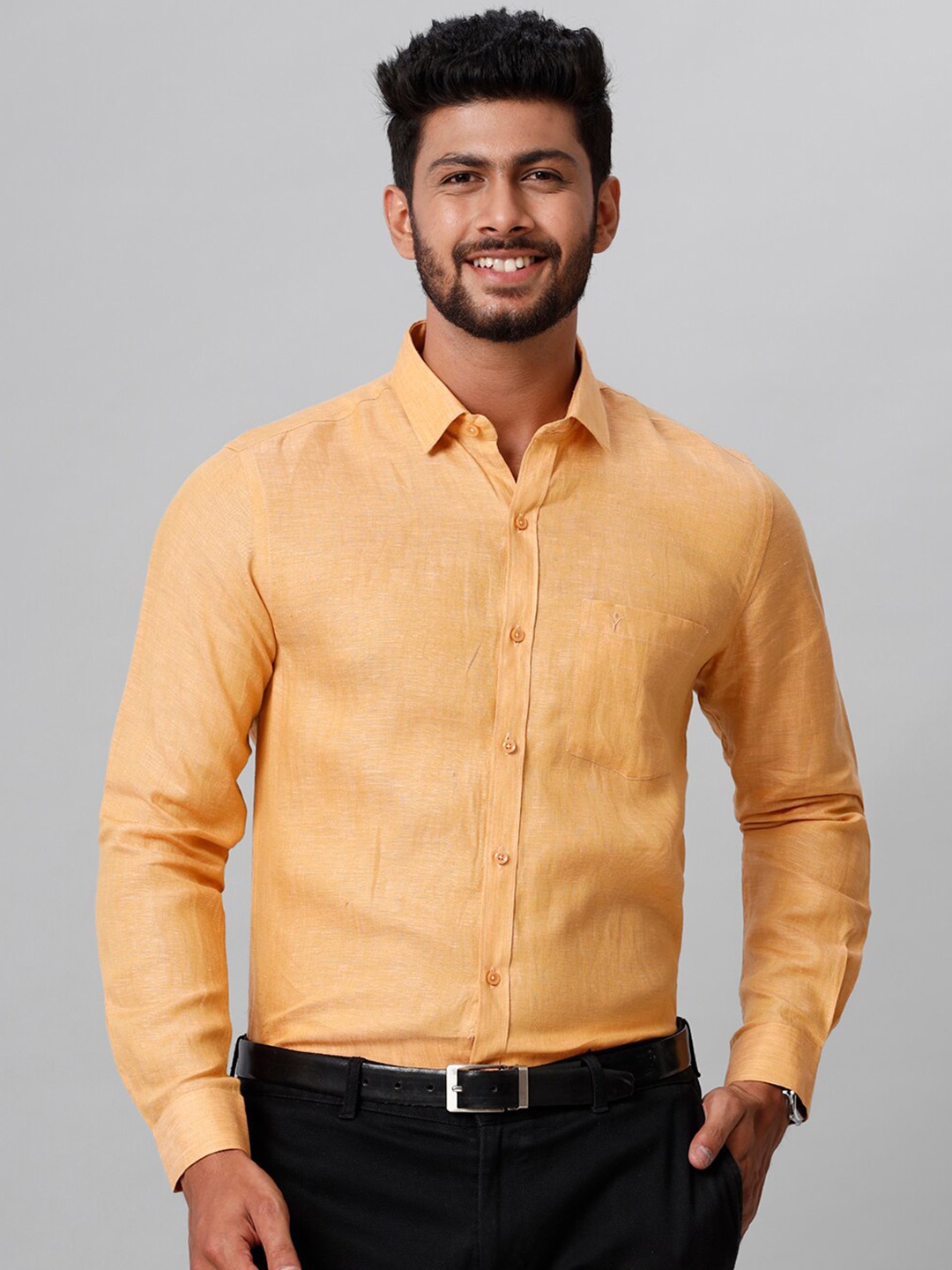 

Ramraj Tailored Fit Spread Collar Cotton Formal Shirt, Orange