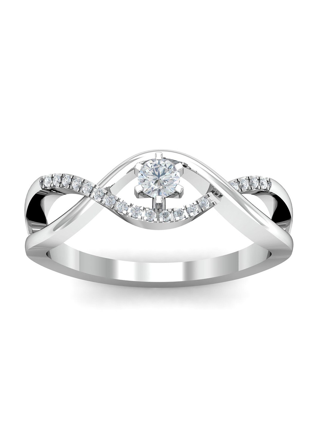 

KUBERBOX Nina 18KT White Gold Diamond-Studded Finger Ring-3.36gm, Silver