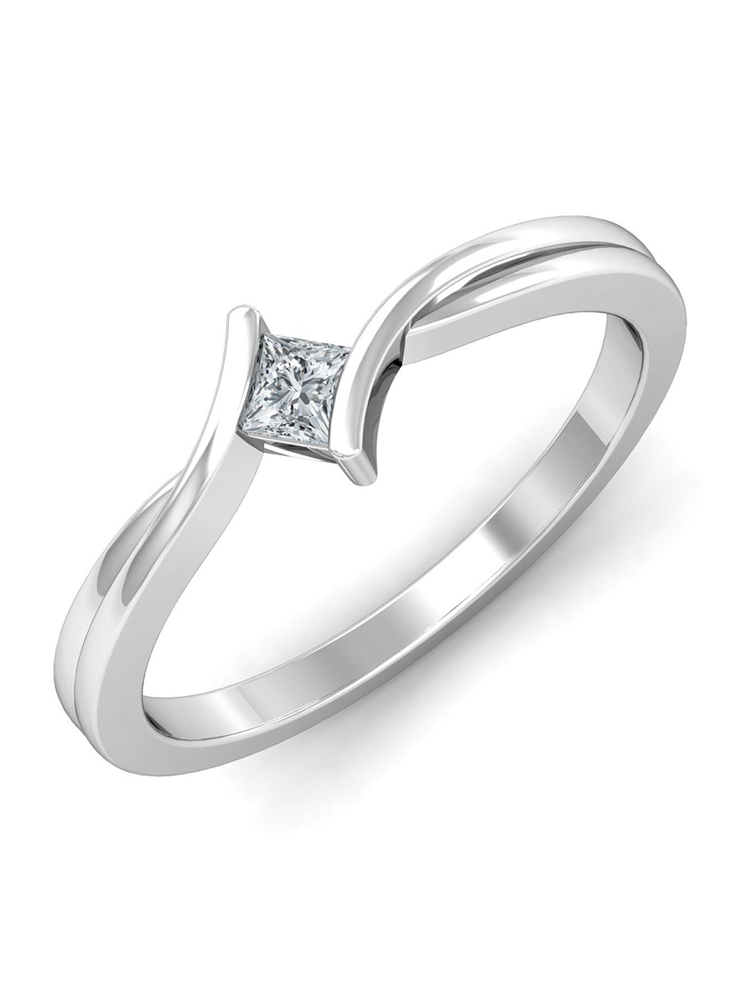 

KUBERBOX Glow Solitaire 18KT White Gold Diamond-Studded Ring - 2.79 gm, Silver