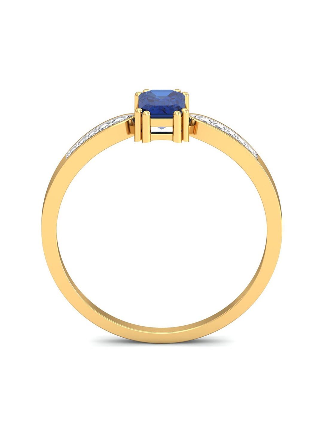 KUBERBOX Meridian Sapphire 18KT Gold Diamond Studded Ring - 2.07gm