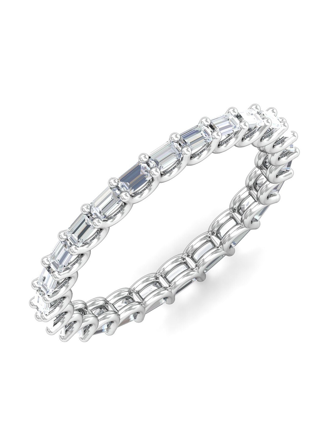 

KUBERBOX 18KT Elite White Gold Diamond Studded Ring - 2.44 g, Silver