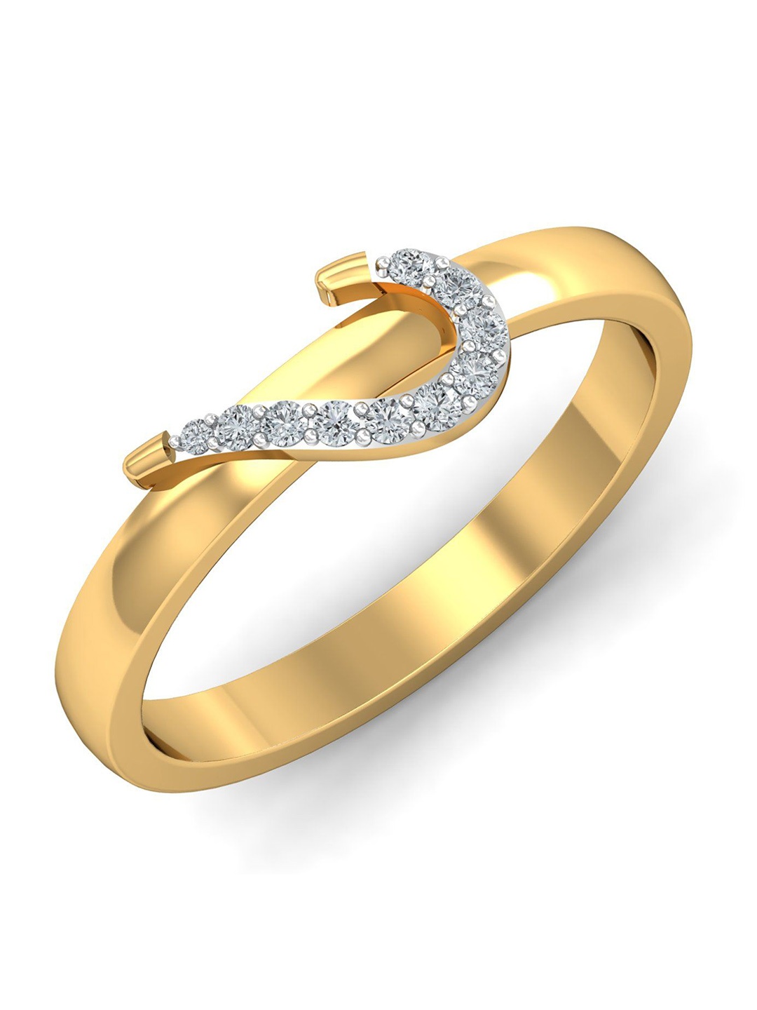 

KUBERBOX Rispetto Couple Band For Her 18KT Gold Diamond Studded Finger Ring-3.24gm