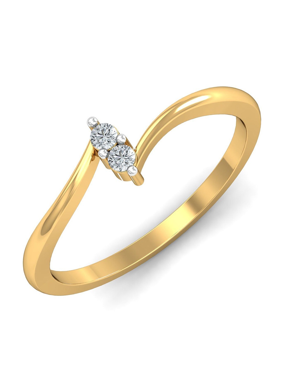KUBERBOX 18KT Insieme Gold Diamond Studded Ring 1.53 gm