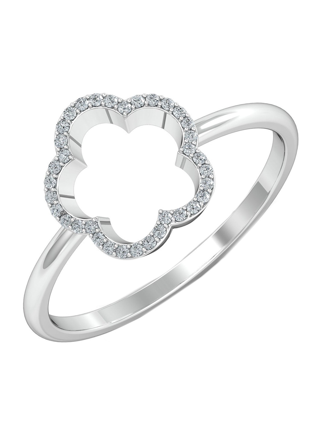 

KUBERBOX 18 KT Aimer Arrt White Gold Ring Diamond 1.71 gm, Silver