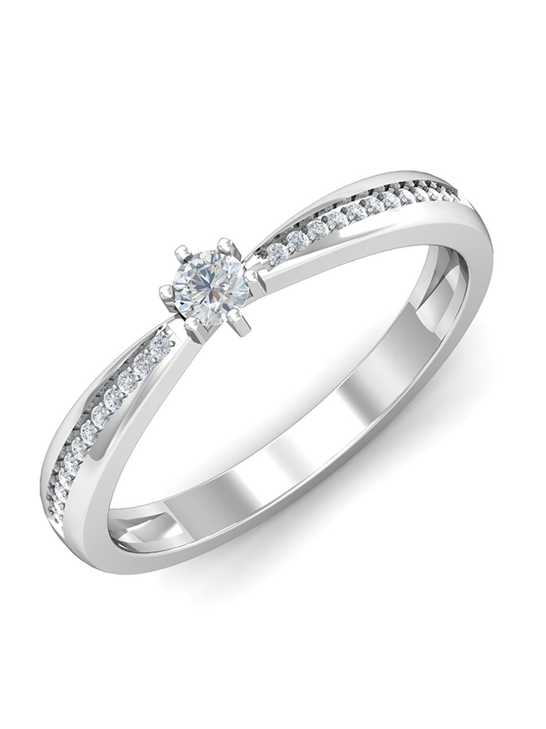 

KUBERBOX Braided 18KT White Gold Diamond-Studded Finger Ring-2.62gm, Silver