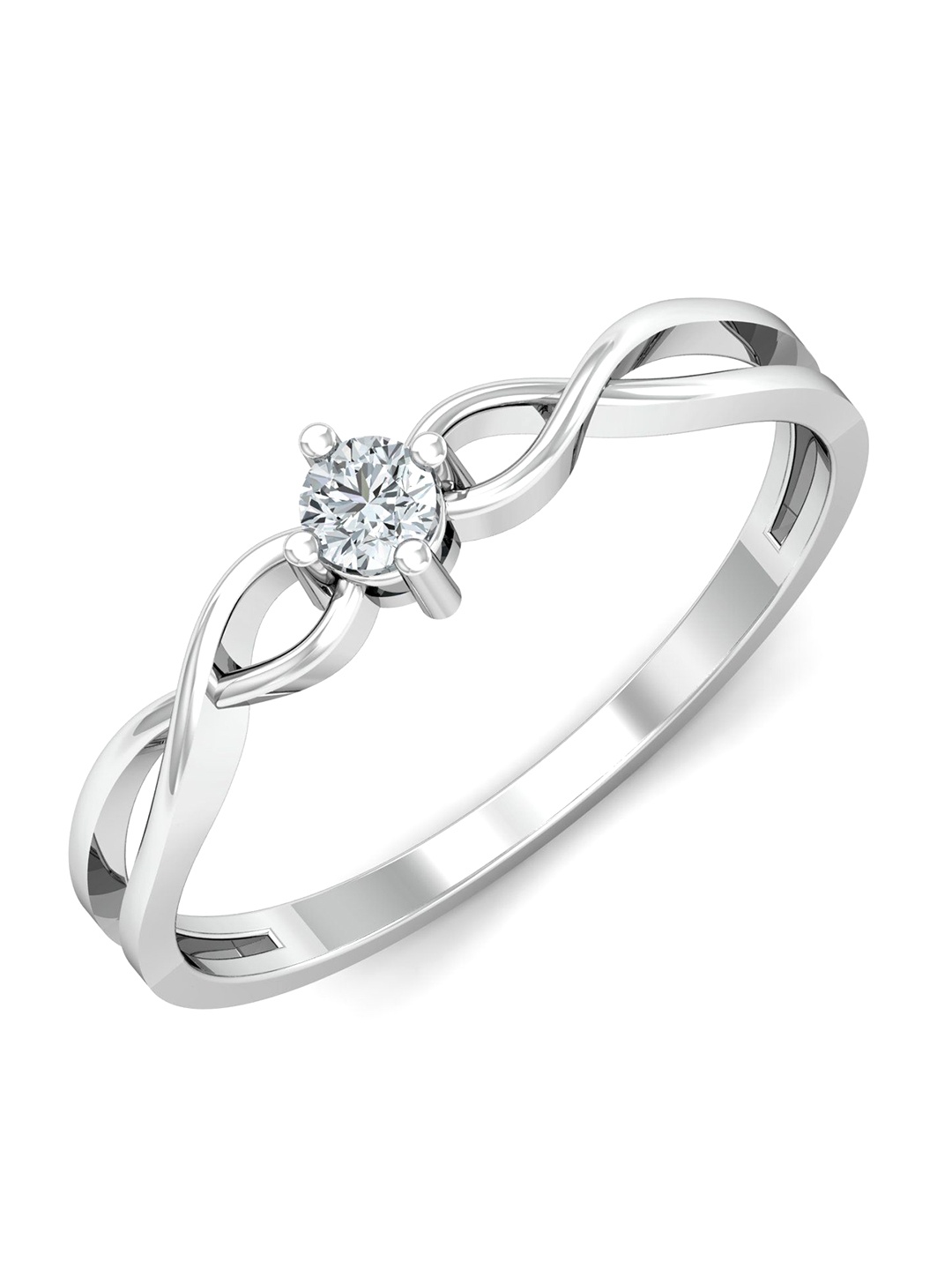 

KUBERBOX Eccentric Valentine 18KT White Gold Diamond-Studded Ring 1.58gm, Silver