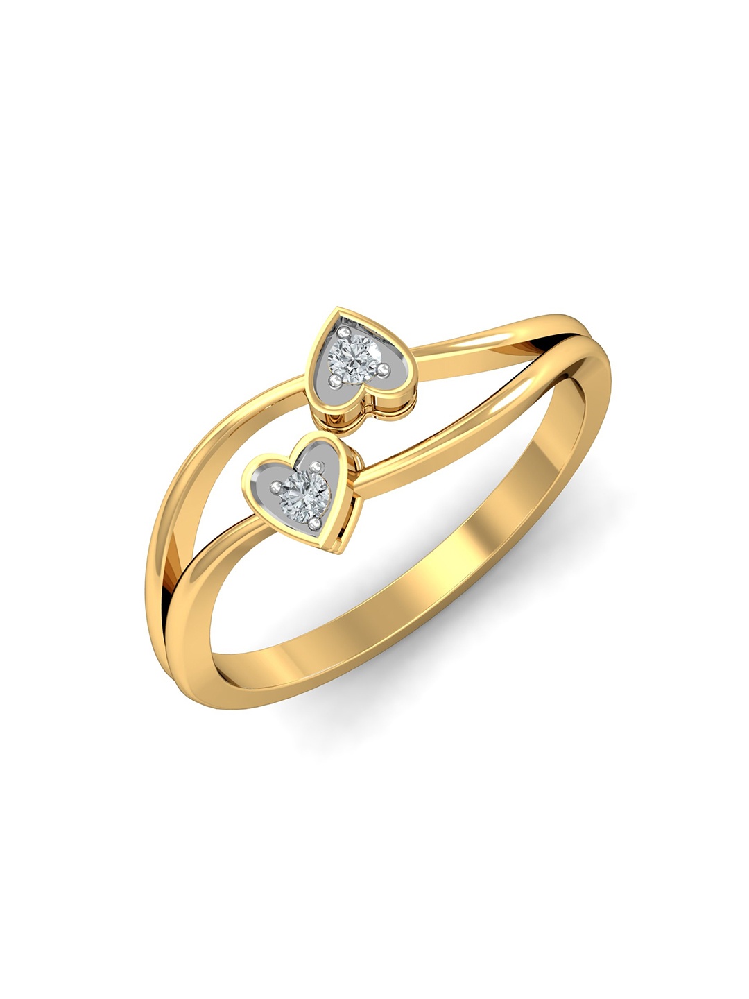 

KUBERBOX Romanza Heart 18KT Gold Diamond Studded Finger Ring- 2.64gm