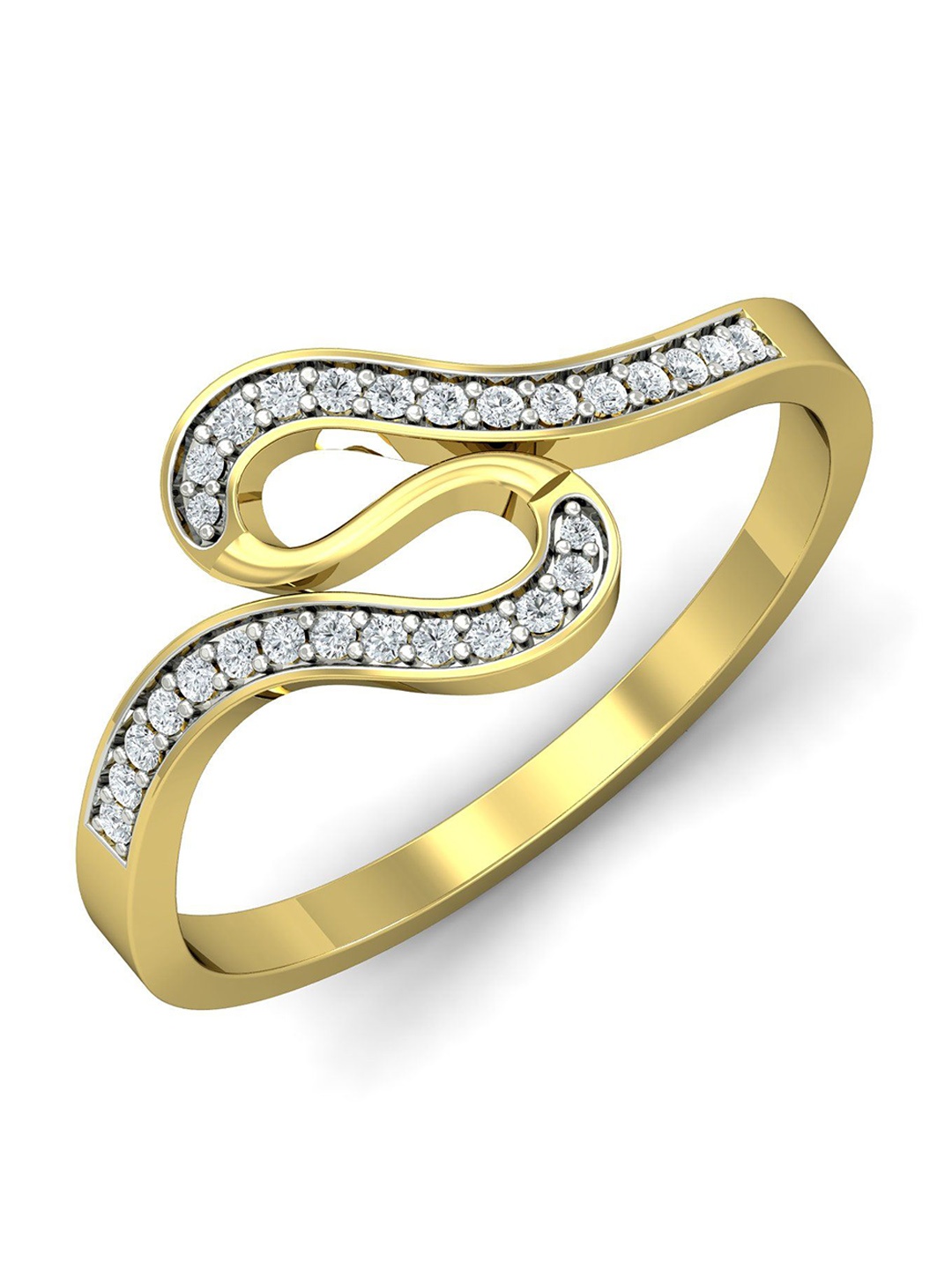 

KUBERBOX Be Mine 18KT Gold Diamond Studded Finger Ring-2.3gm