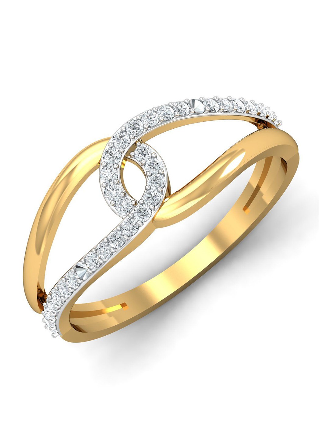 

KUBERBOX Alma Cuerpo 18KT Gold Diamond-Studded Finger Ring-2.32gm