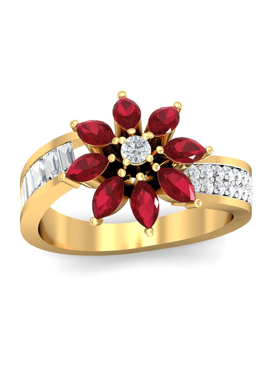 

KUBERBOX 18KT Gold Diamond-Studded & Ruby Ring- 4.8gm