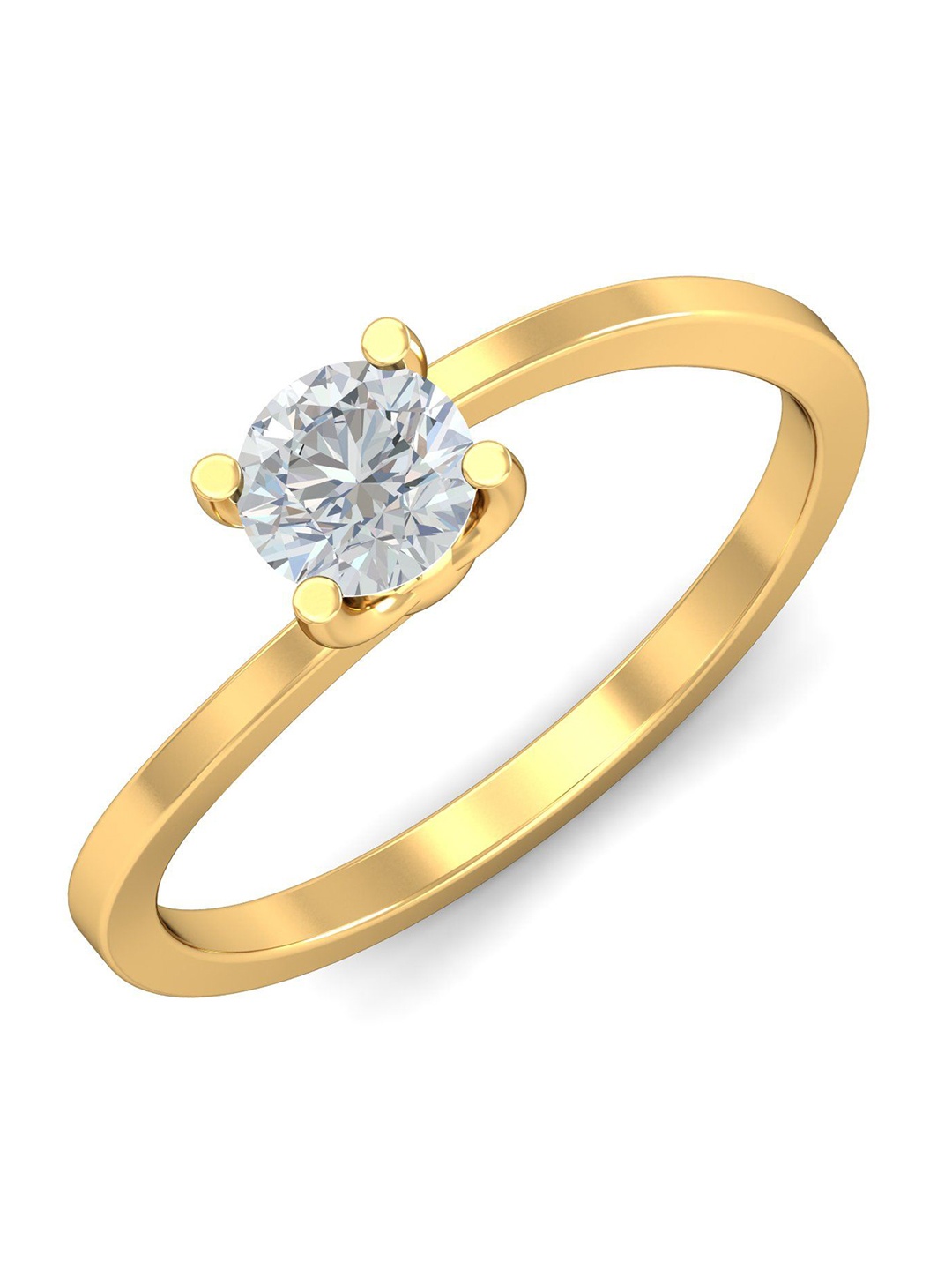 

KUBERBOX Seul Solitaire 18KT Gold Diamond Studded Finger Ring-2.38gm