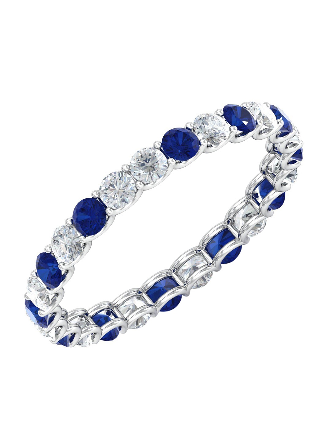 

KUBERBOX Aniq 18K White Gold Sapphire Diamond Studded Ring -2.39 gm, Silver