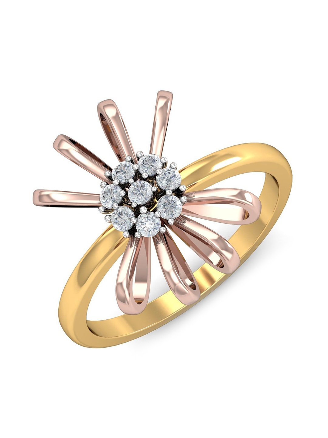 

KUBERBOX Dazzle 18KT Gold Diamond Studded Finger Ring-3.31gm