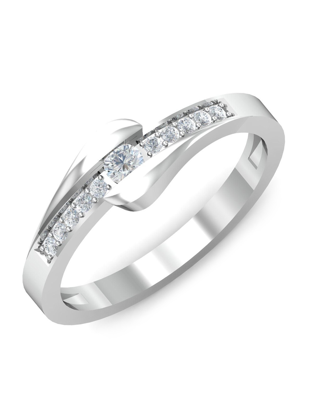 

KUBERBOX 18KT White Gold Diamond-Studded Splendour Finger Ring- 2.94 gm