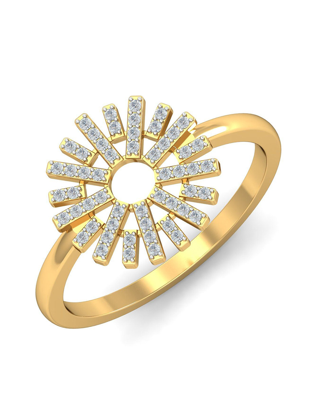 

KUBERBOX Circulo 18KT Gold Diamond Studded Finger Ring- 3.27gm