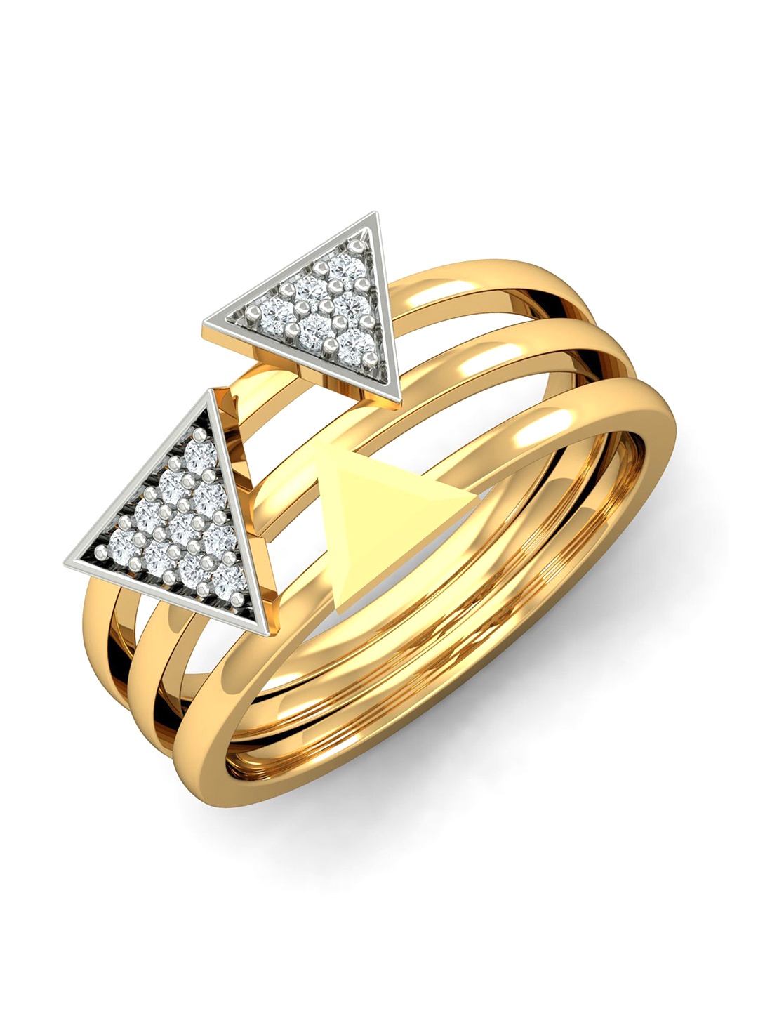 

KUBERBOX Tito 18KT Gold Geometrical Diamond-Studded Ring - 4.25gm