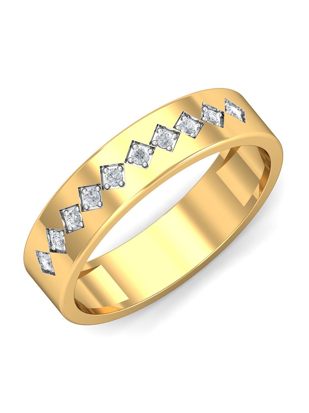 

KUBERBOX Unisex Suave 18KT Gold Diamond-Studded Ring-4.05 gm