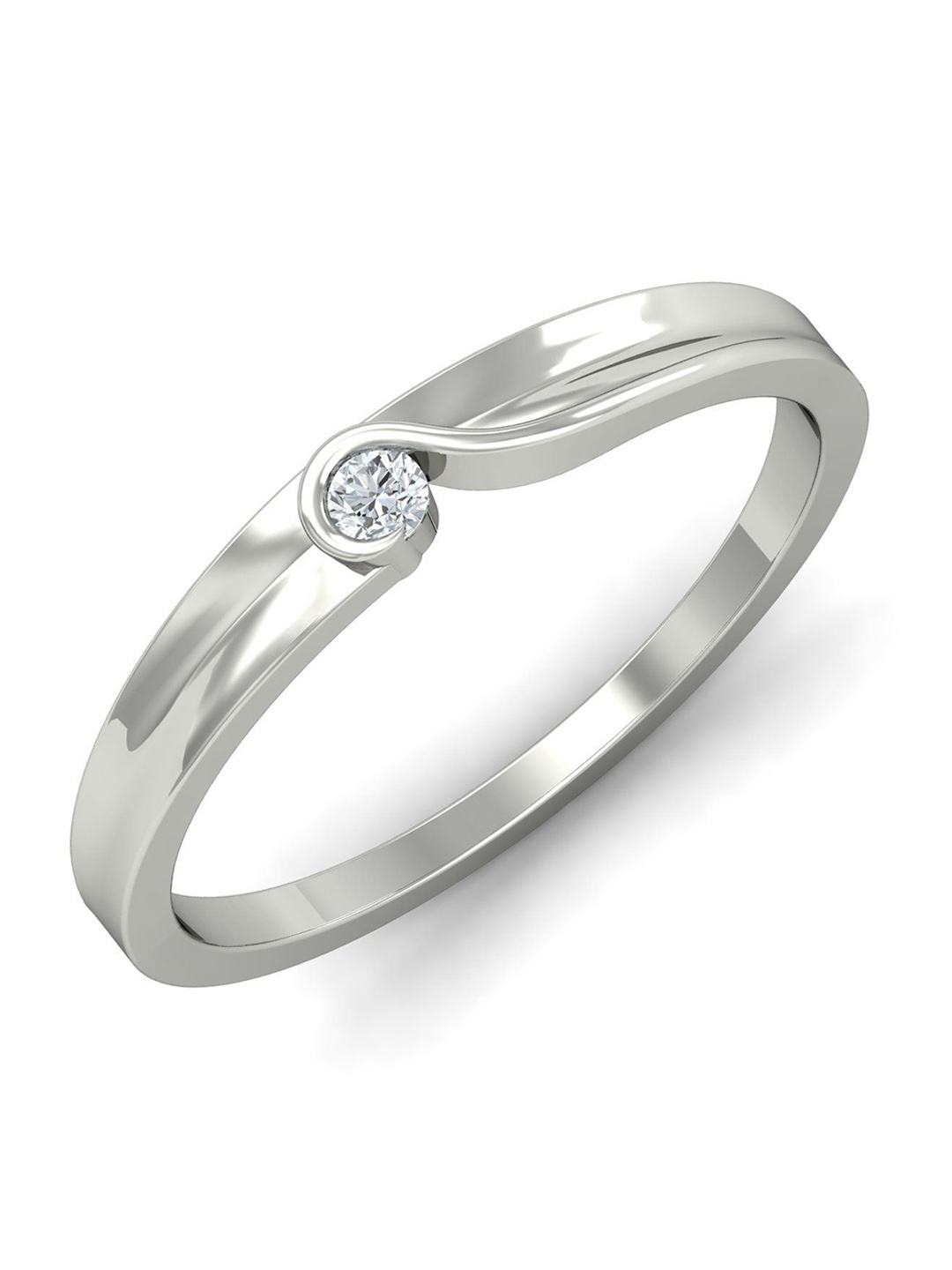 

KUBERBOX Alexia Couple 18KT White Gold Diamond Studded Ring - 2.47 gm, Silver