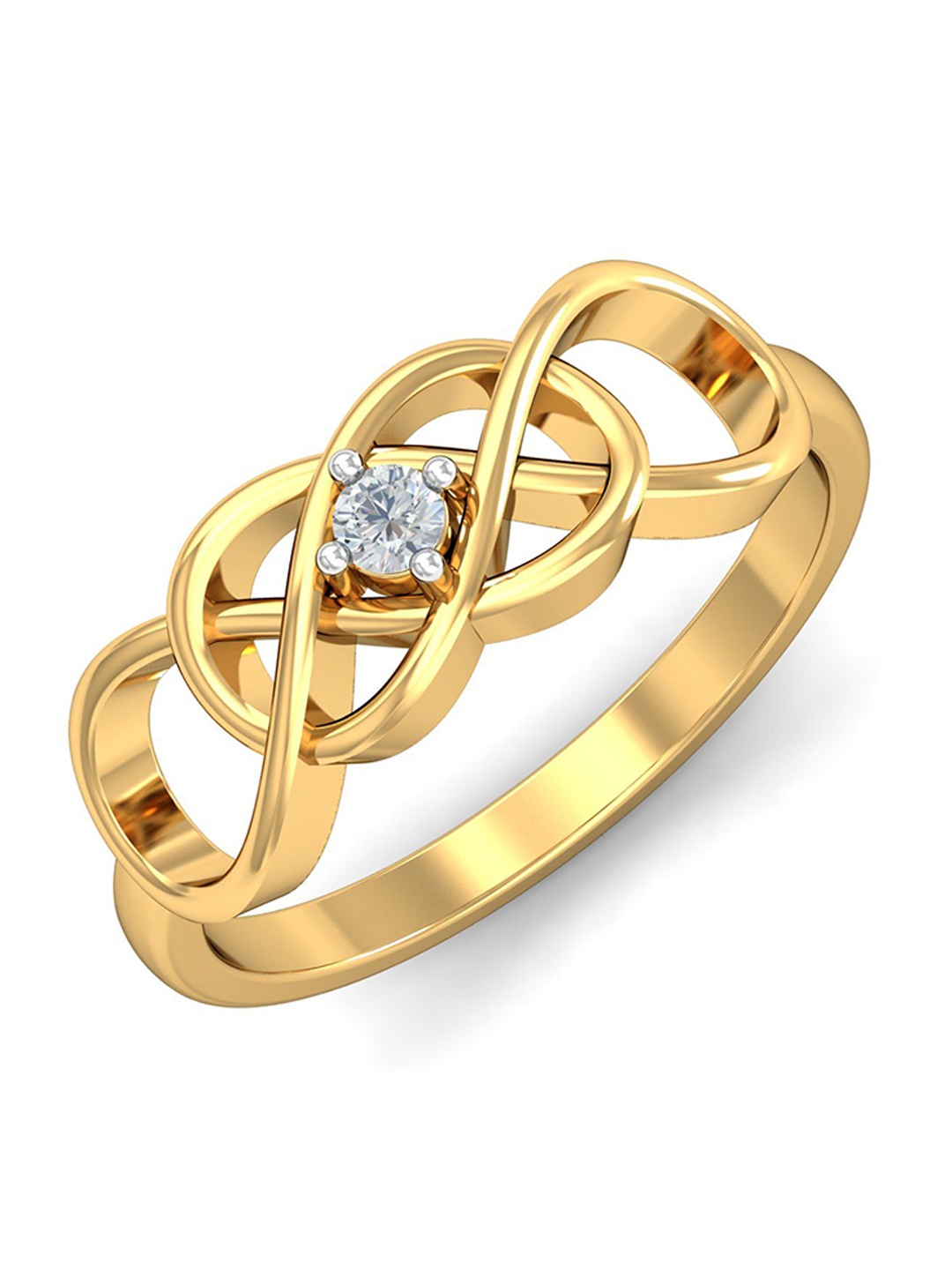 

KUBERBOX Entangle 18KT Gold Diamond Studded Finger Ring- 3.91gm