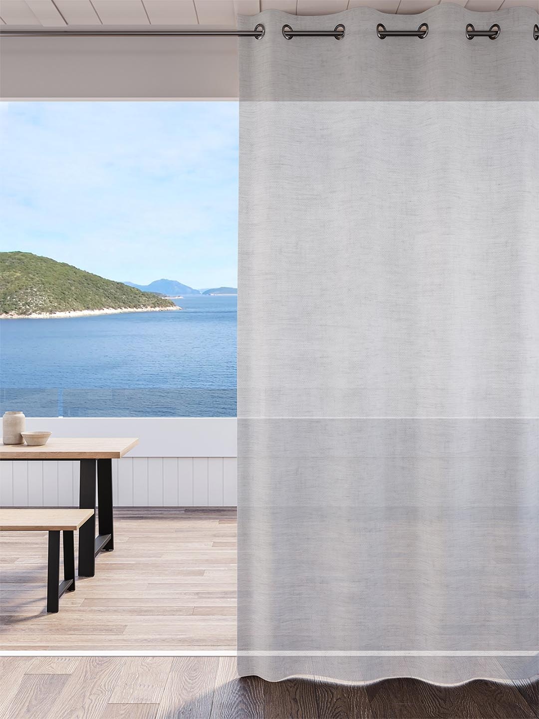 DDecor Grey Sheer Long Door Curtain