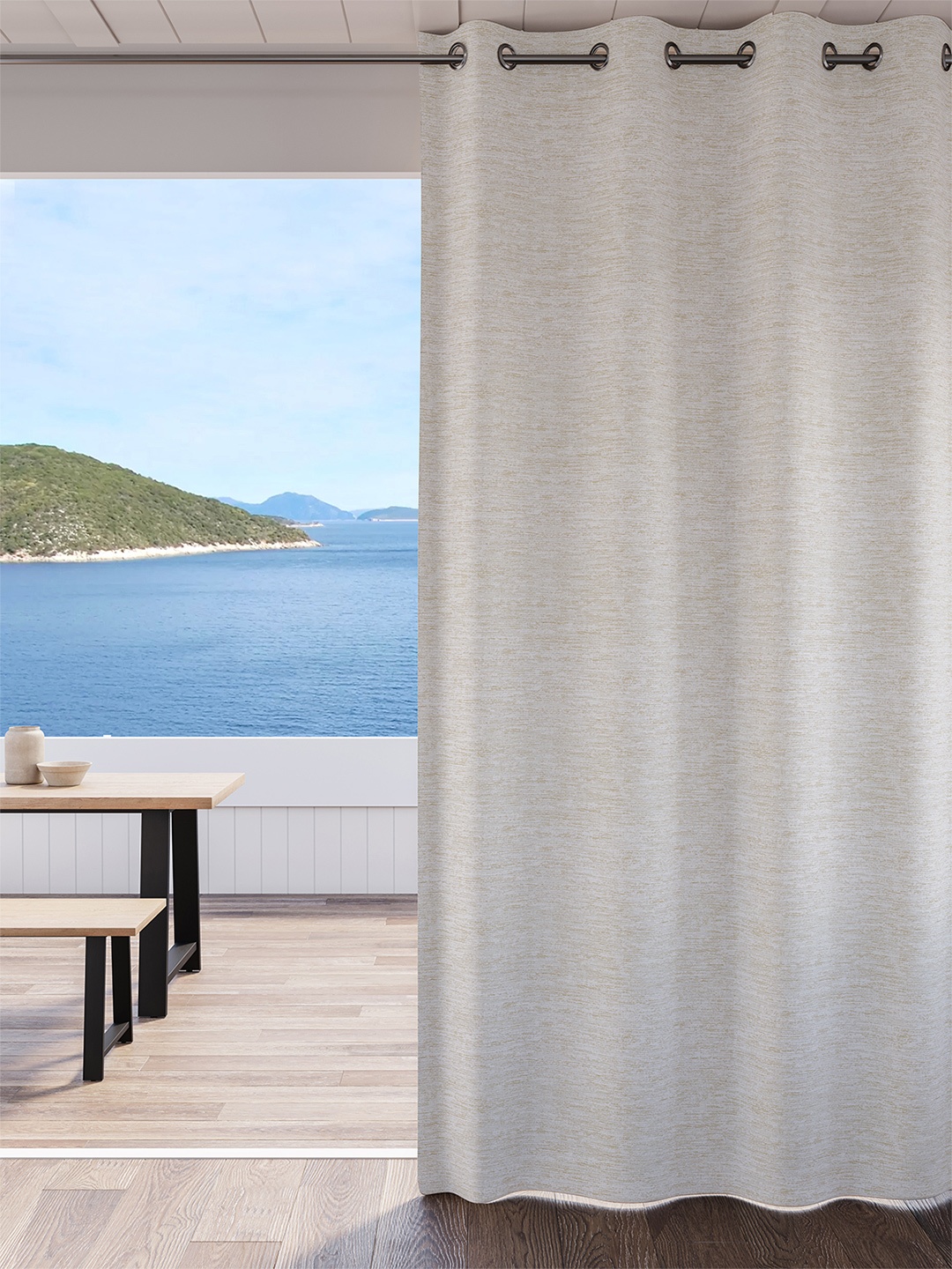 

DDecor Beige Black Out Long Door Curtain