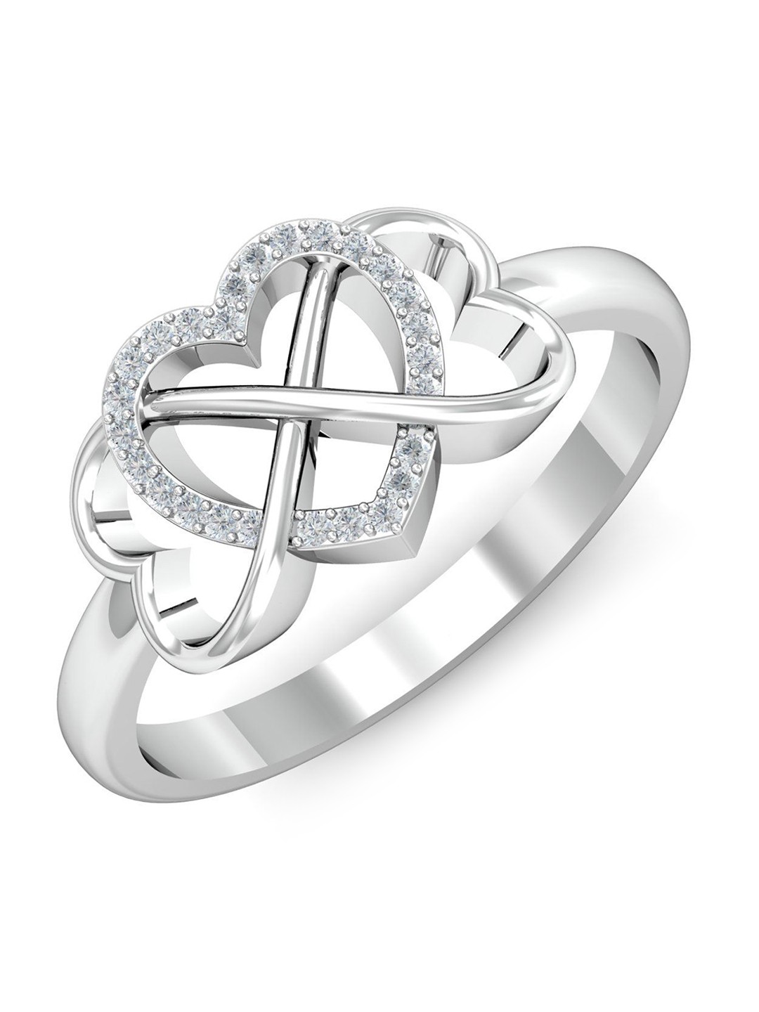 

KUBERBOX 18 KT White Gold You and I Ring Diamond - 3.45 gm, Silver