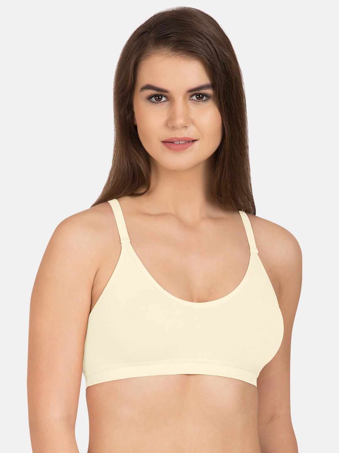 

Tweens Full Coverage Non-Padded Beginners Slip-on Workout Sports Bra, Cream
