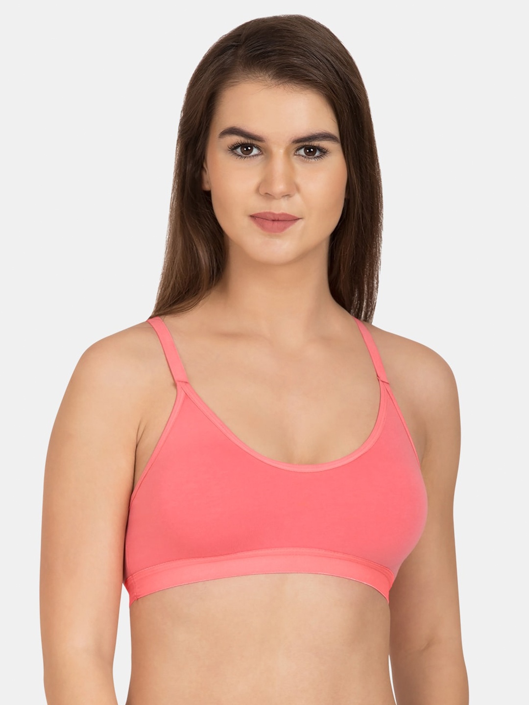 

Tweens Full Coverage Non-Padded Beginners Slip-on Workout Sports Bra, Coral