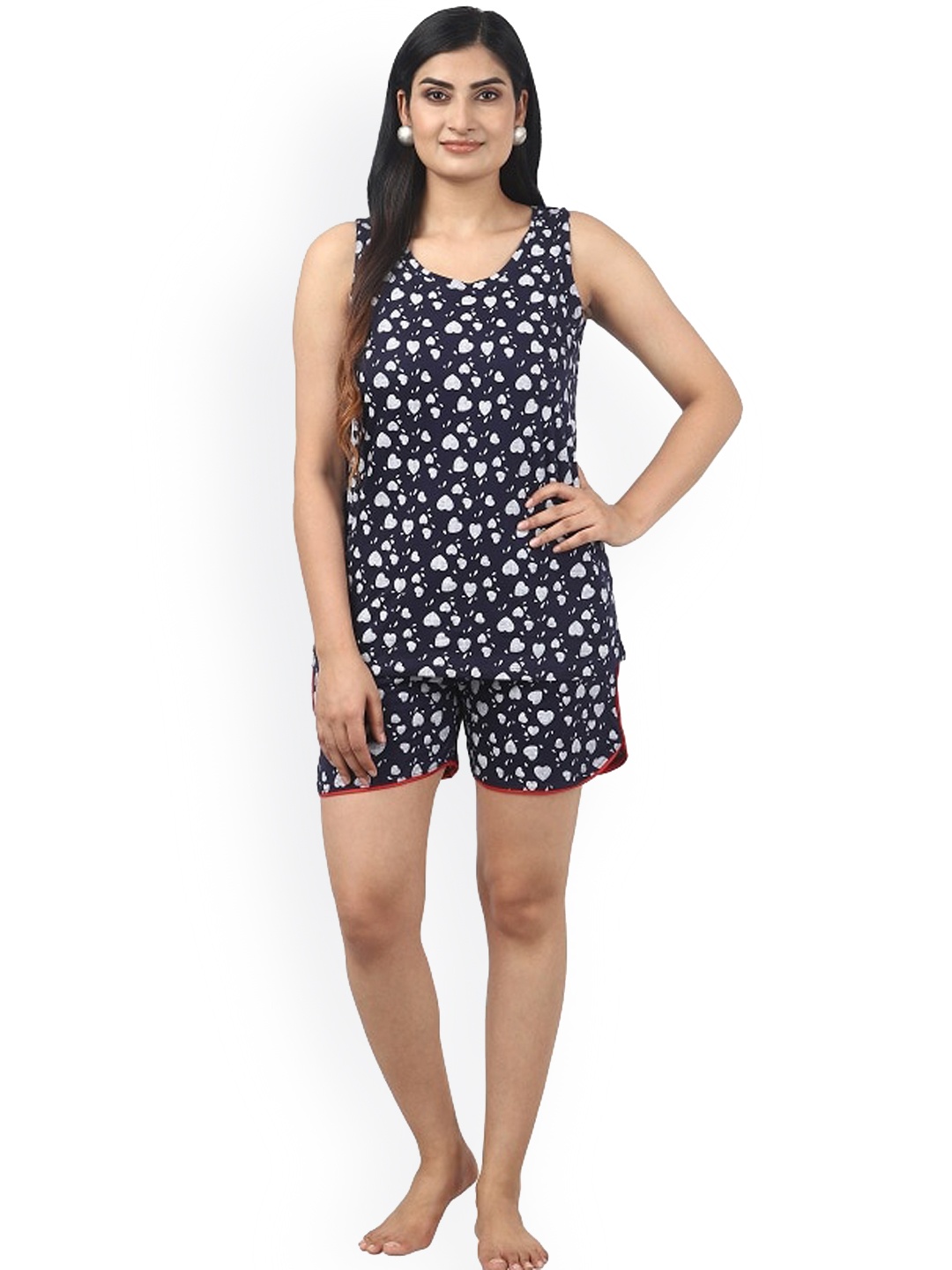 

Noty Conversational Printed Night suit, Navy blue