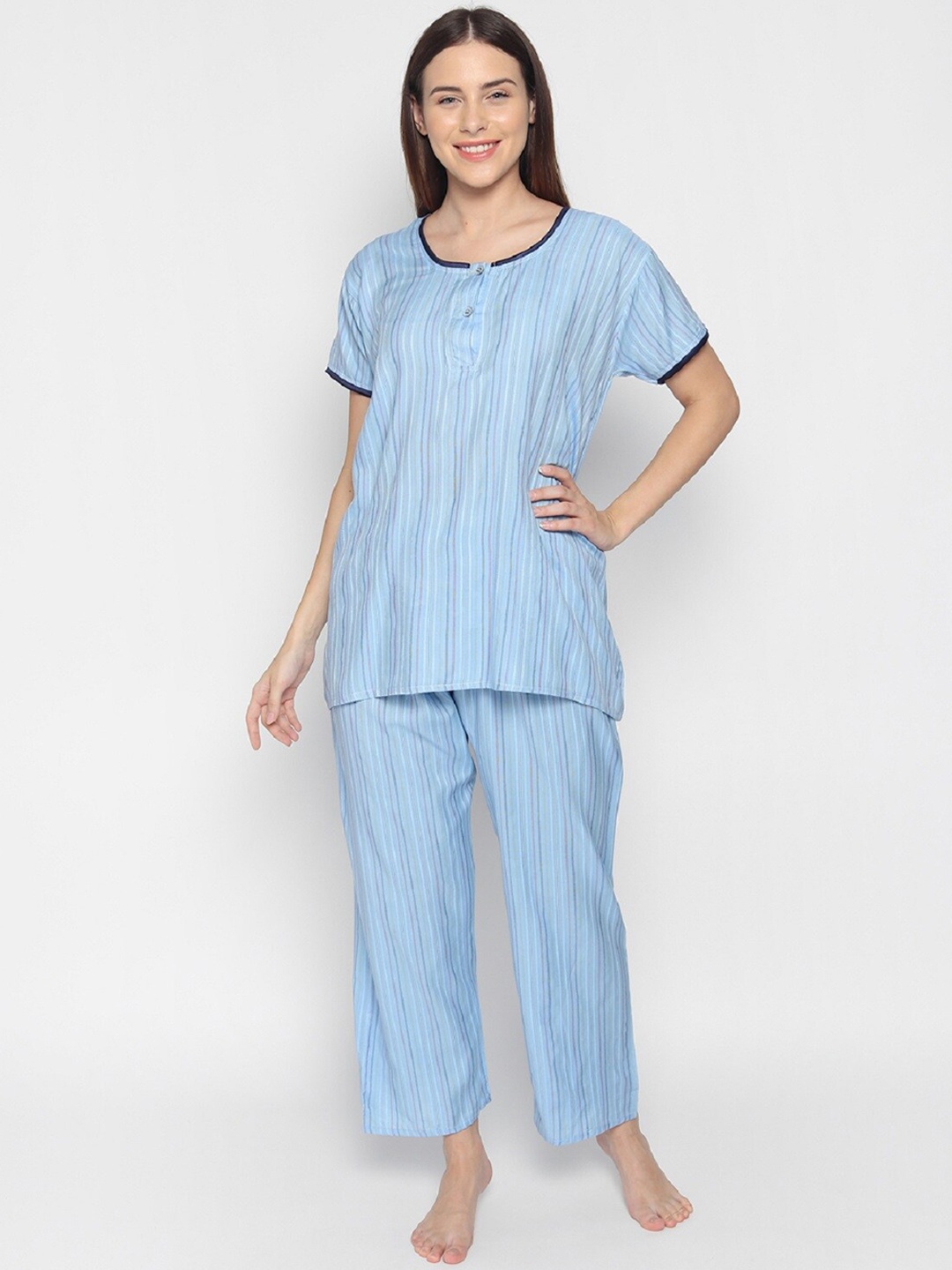 

Noty Women Striped Tops & Trousers, Blue