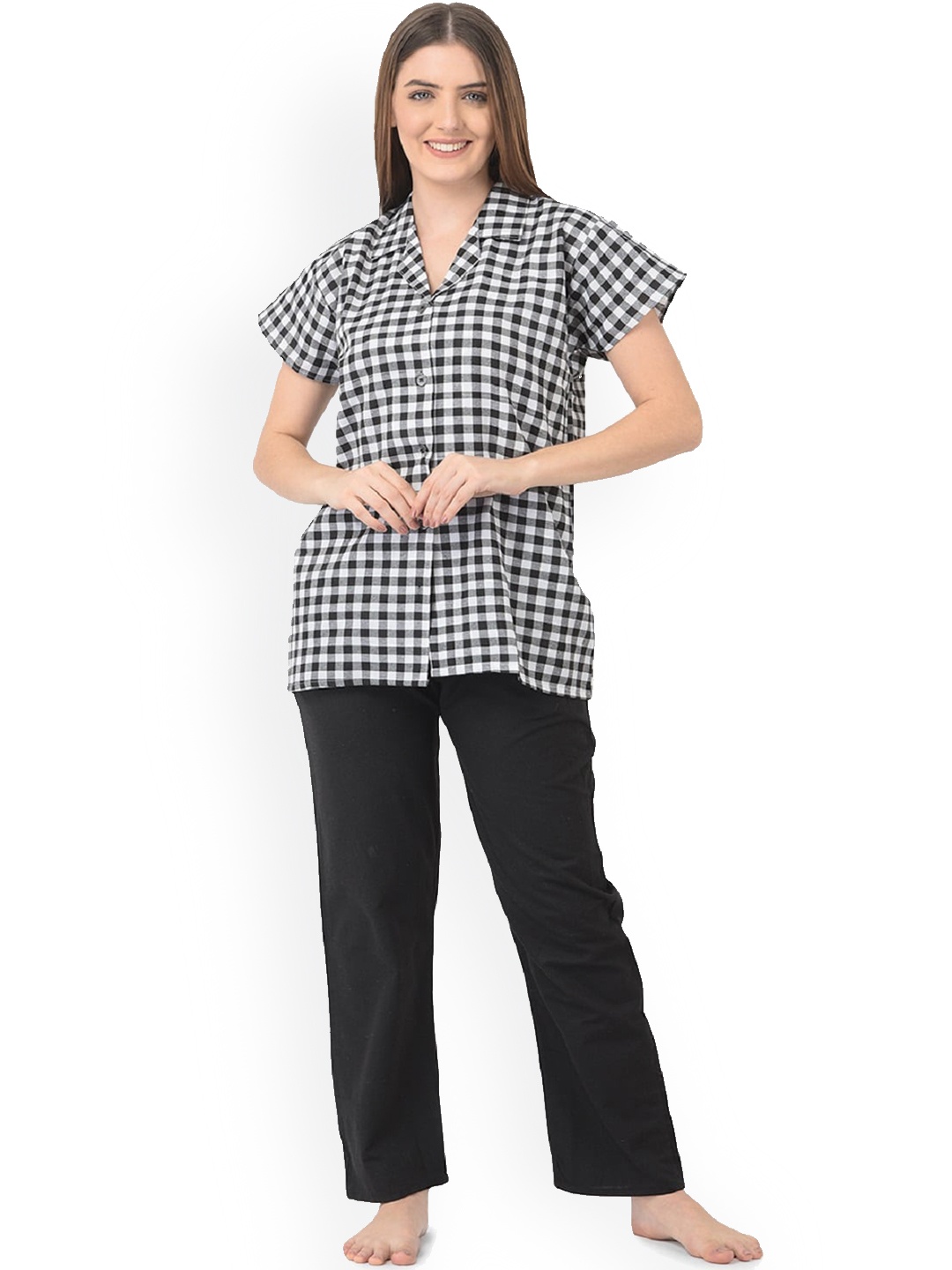 

Noty Checked Night suit, Black