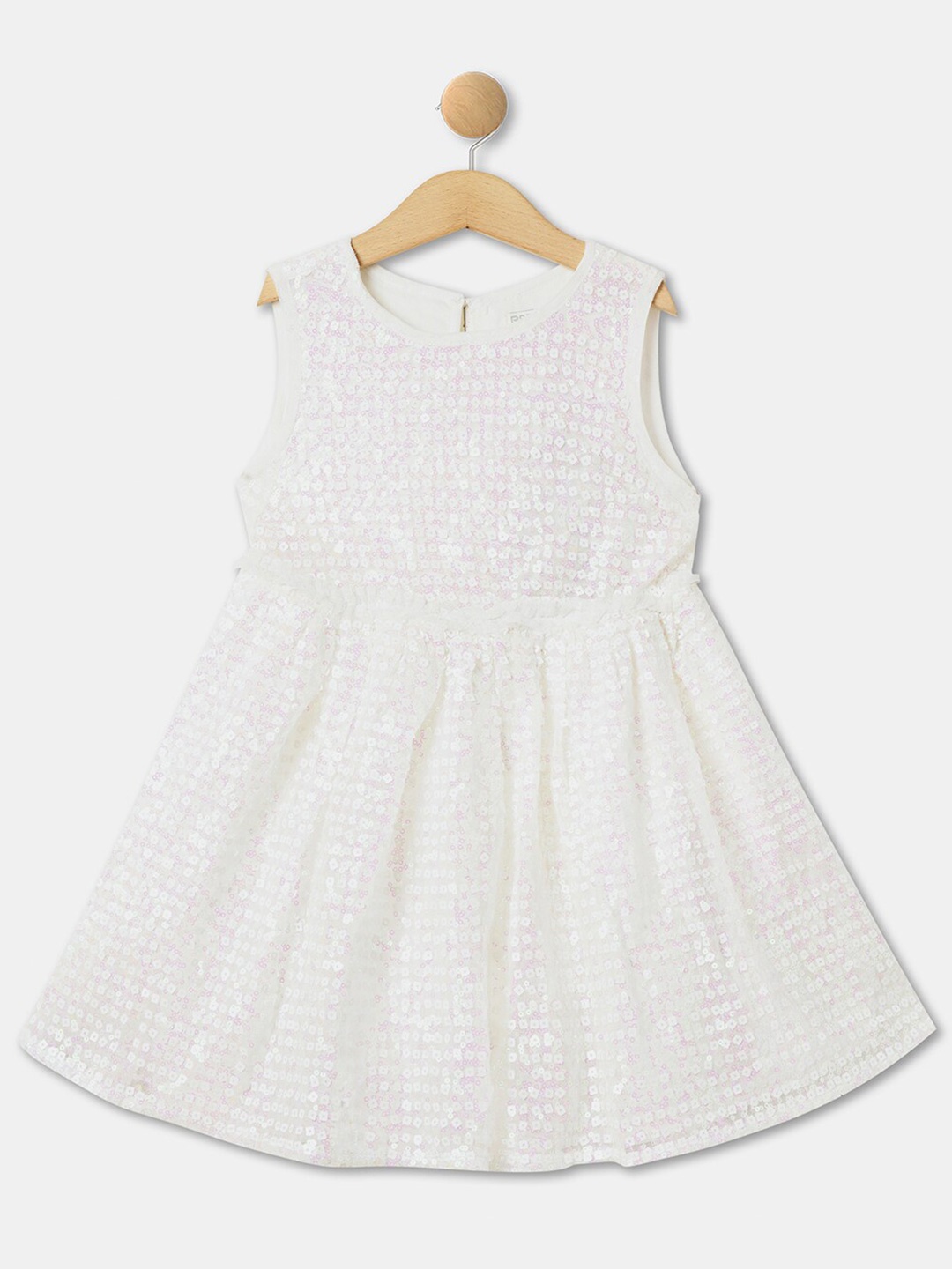 

R&B Girls Self Design Fit & Flare Dress, White