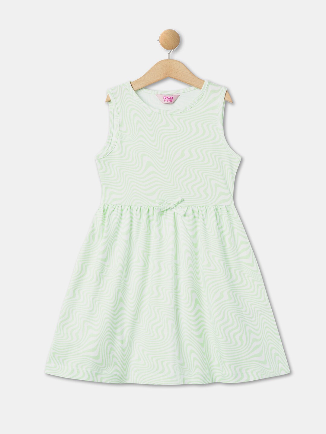 

R&B Girls Abstract Printed Pure Cotton Fit & Flare Dress, White