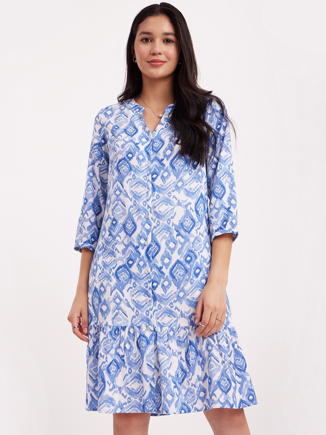 

FableStreet Ethnic Motifs Printed A-Line Dress, White