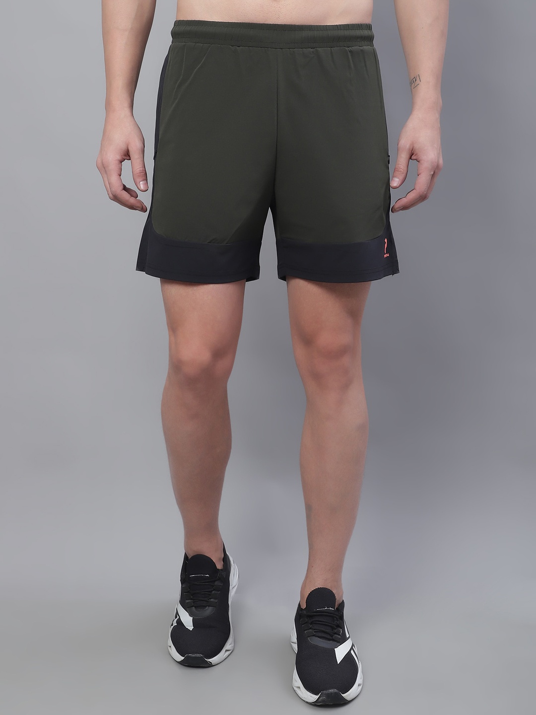 

PERFKT-U Men Mid-Rise Rapid-Dry Sports Shorts, Olive