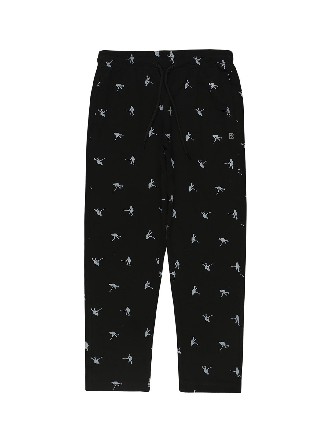 

Bodycare Boys Conversational Printed Mid-Rise Cotton Track Pants, Black