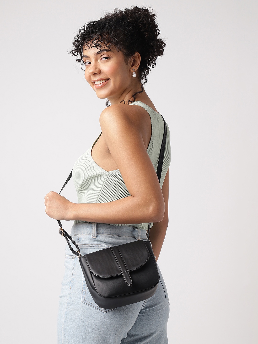 

Fastrack Women Midnight Black Sling Bag