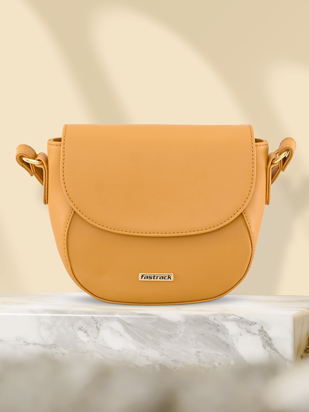 

Fastrack PU Structured Sling Bag, Mustard