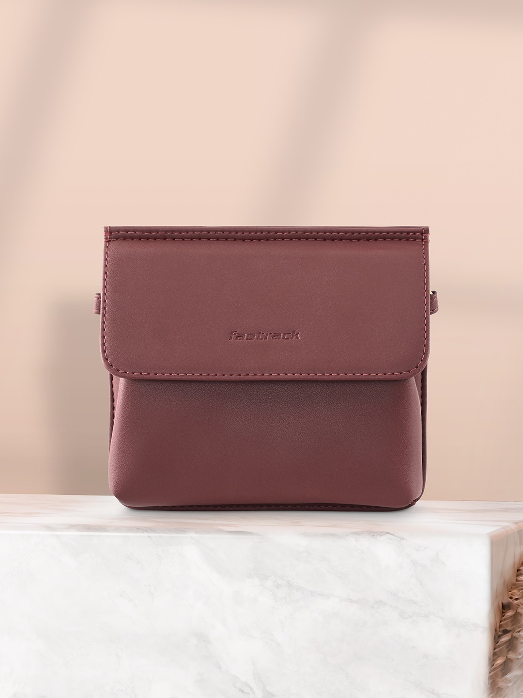 

Fastrack PU Structured Sling Bag, Maroon