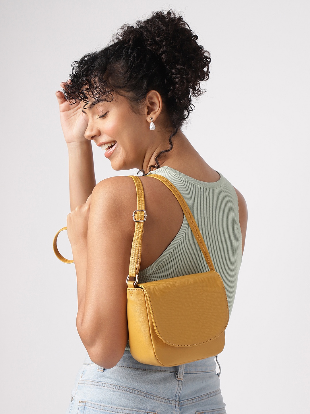 

Fastrack Structured Sling Bag, Mustard