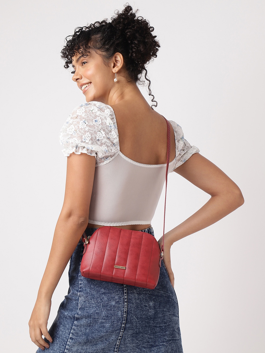

Fastrack PU Sling Bag with Quilted, Maroon