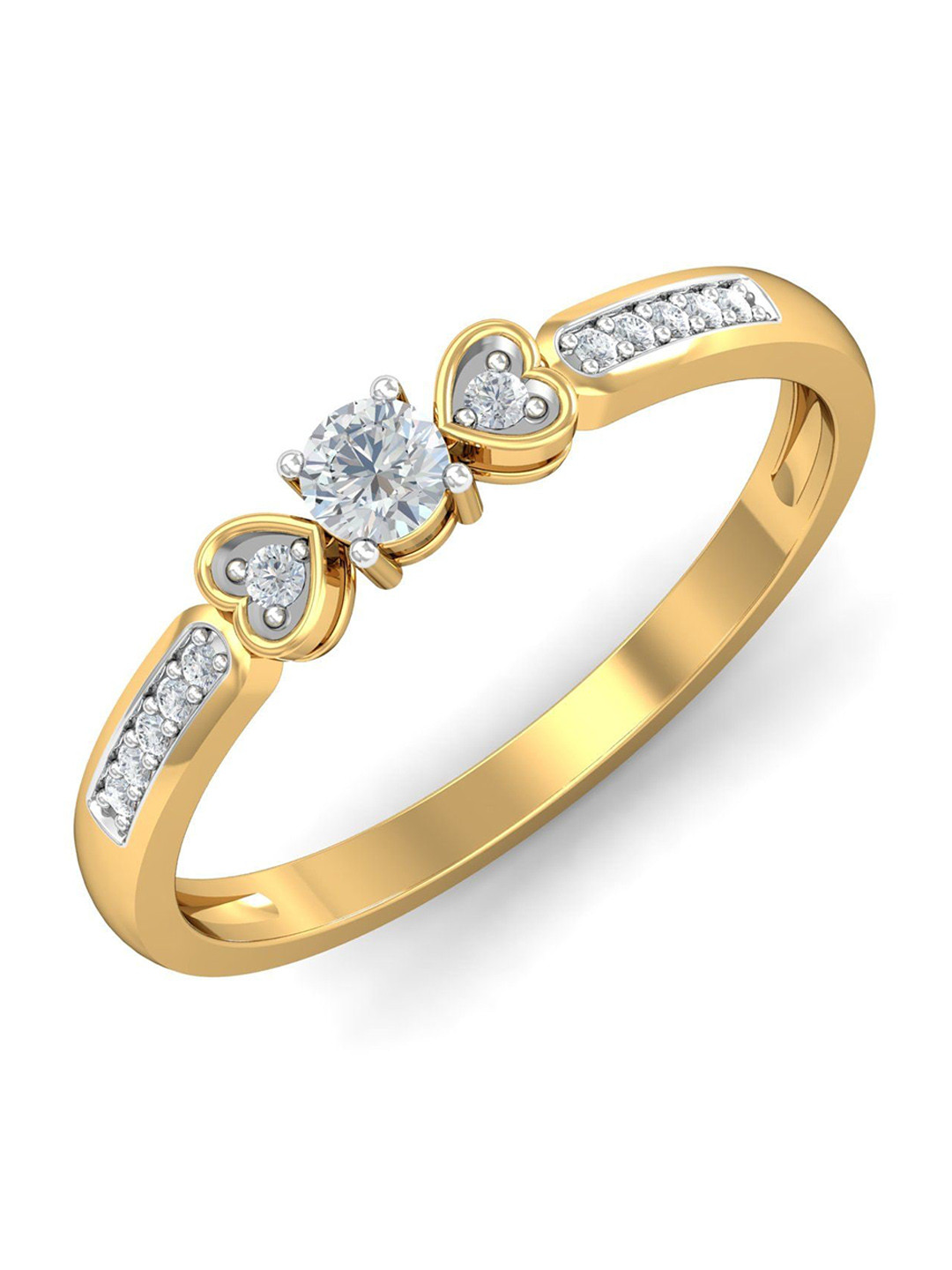 

KUBERBOX Stylish Heart 18KT Gold Diamond-Studded Ring--2.07gm