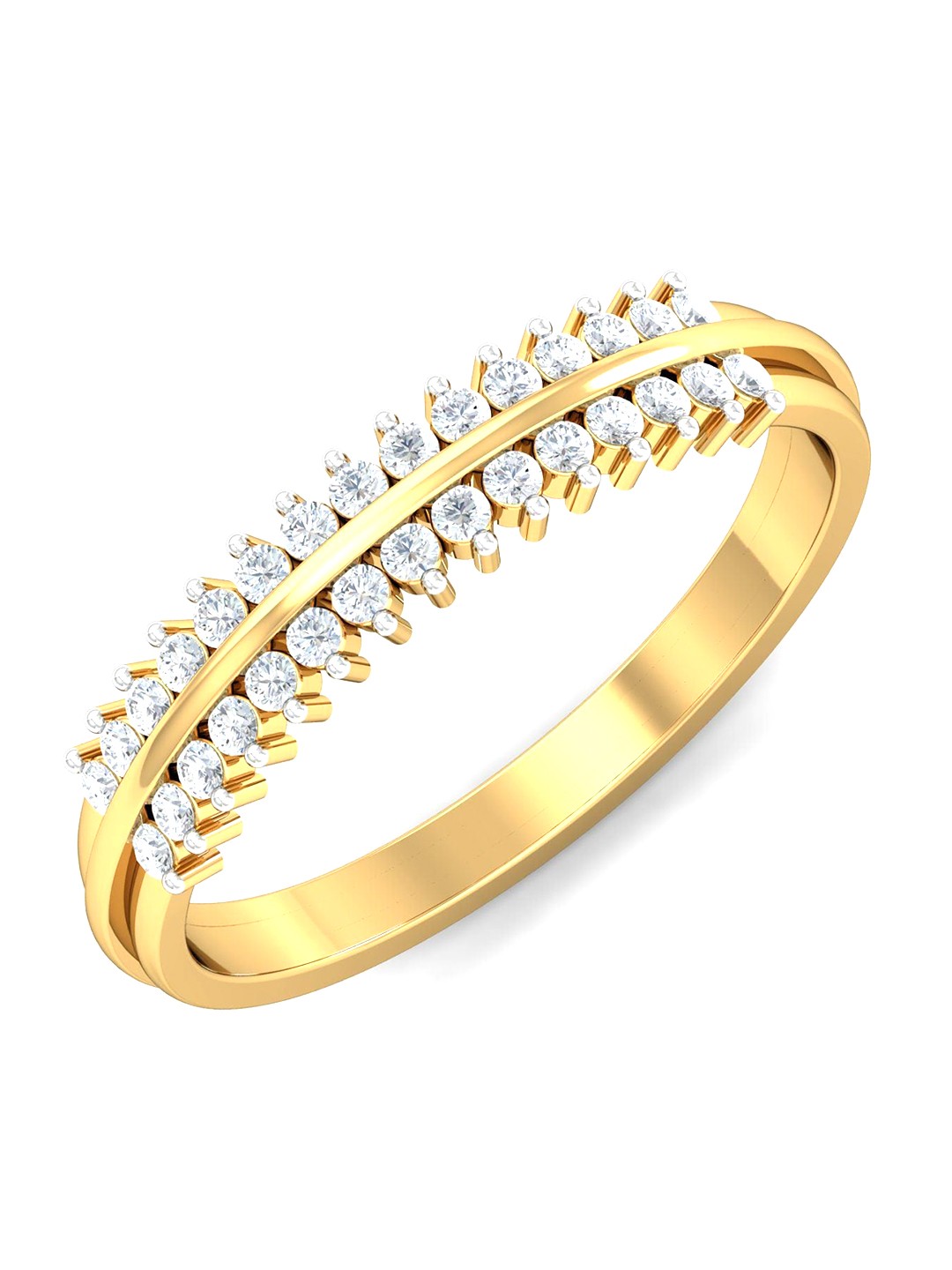 

KUBERBOX Elena Dazzle 18KT Gold Diamond-Studded Finger Ring-2.7gm