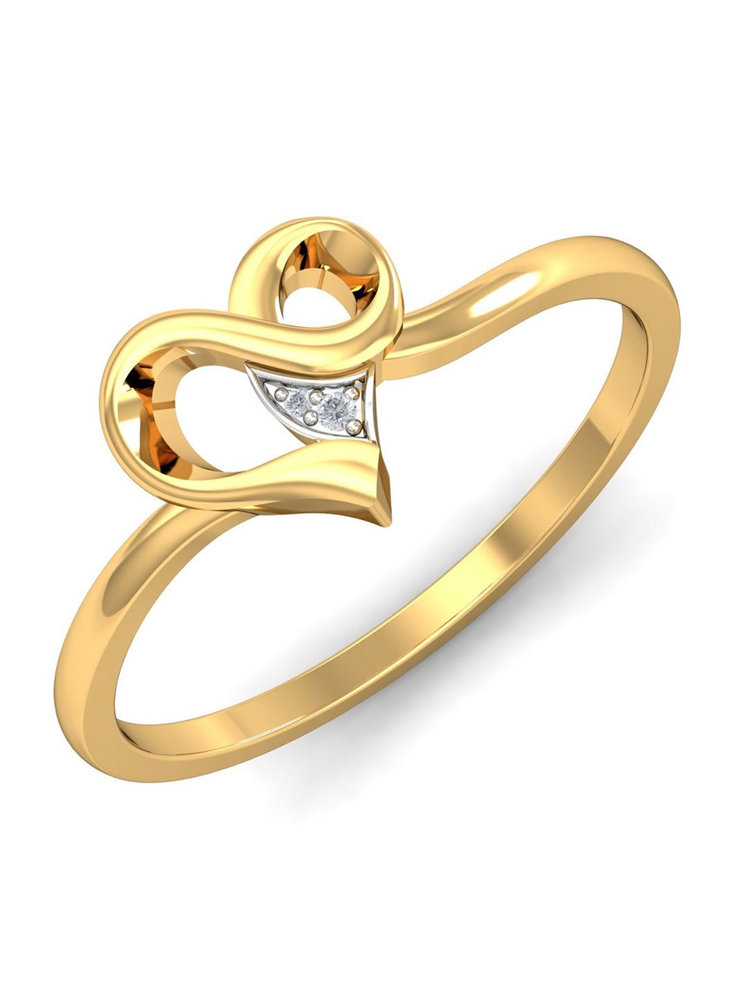 

KUBERBOX Curvilicious Heart 18KT Gold Diamond-Studded Ring - 1.8 gm