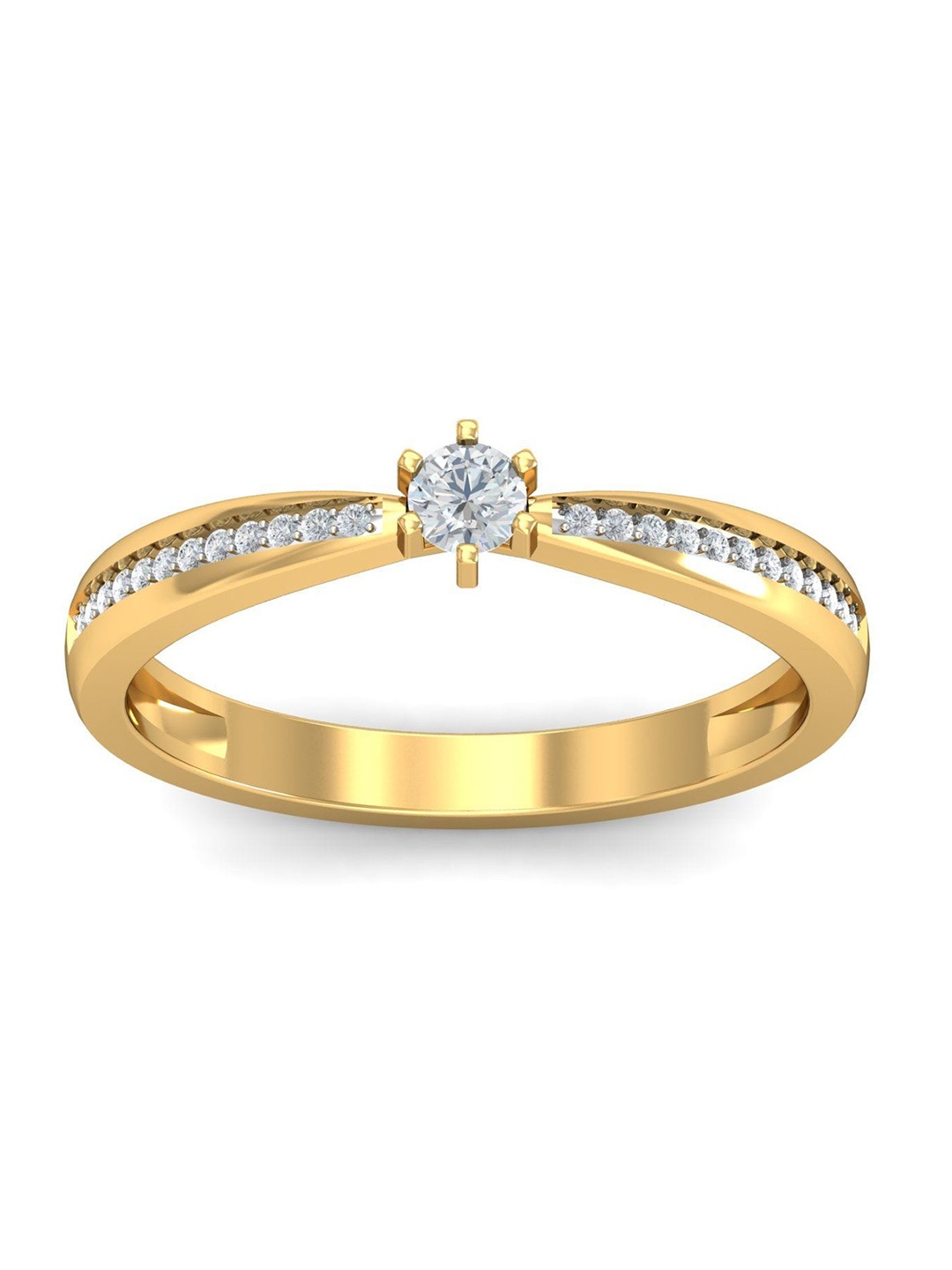 

KUBERBOX Braided Solitaire 18KT Gold Diamond-Studded Ring-2.62gm