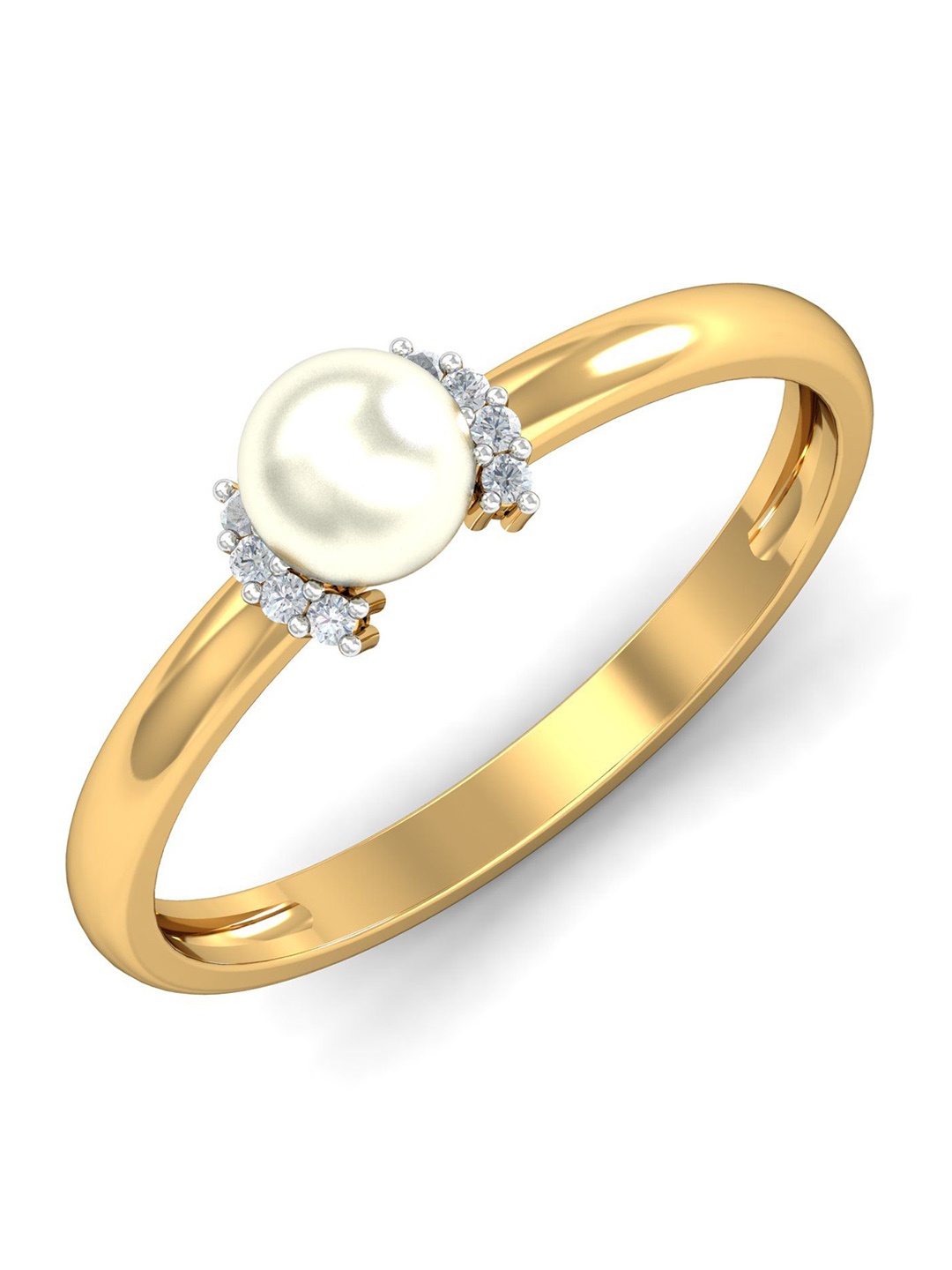 

KUBERBOX Ferm 18KT Gold Diamond Studded Pearl Finger Ring-2.04gm