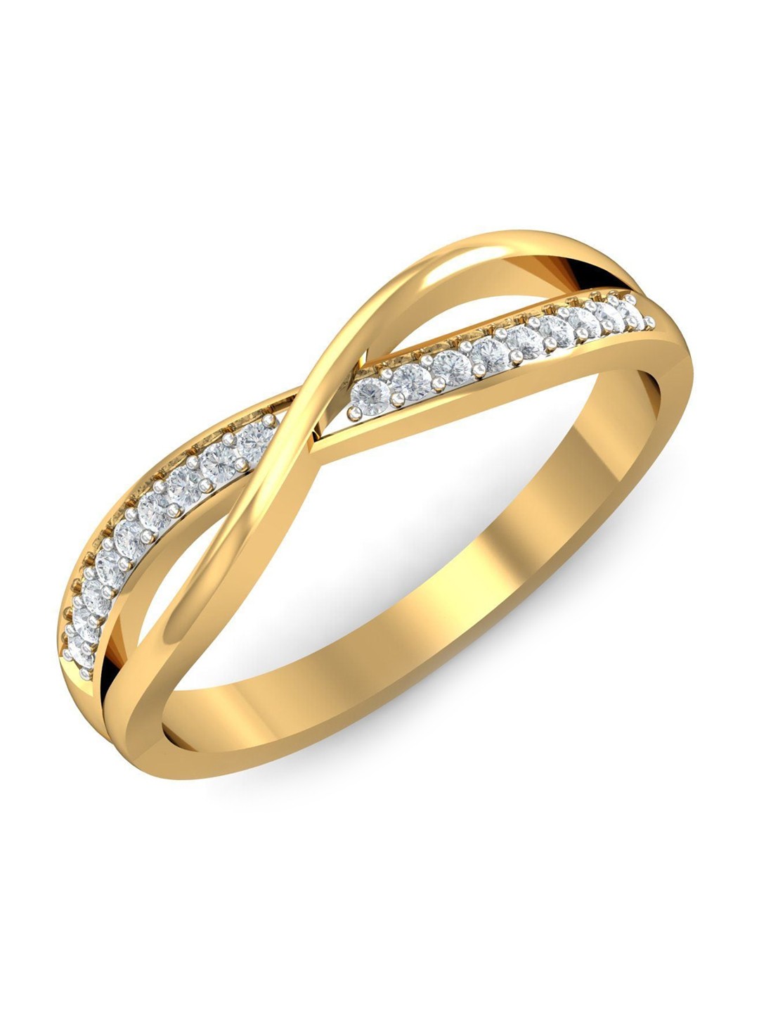 

KUBERBOX Overlapping 18KT Gold Diamond Studded Finger Ring- 3.31gm