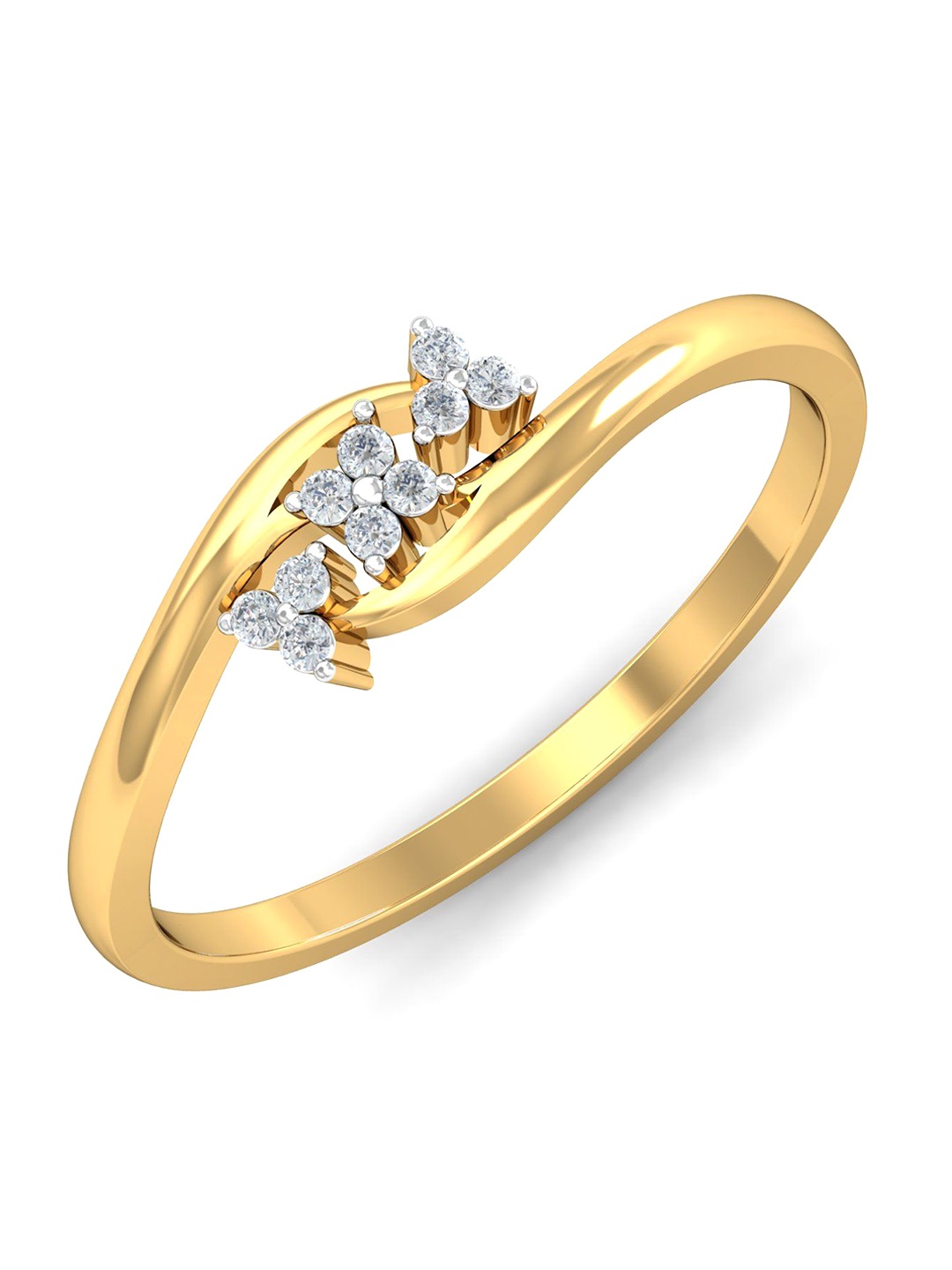 

KUBERBOX Delicate Floral 18KT Diamond-Studded Ring- 1.98 gm, Gold