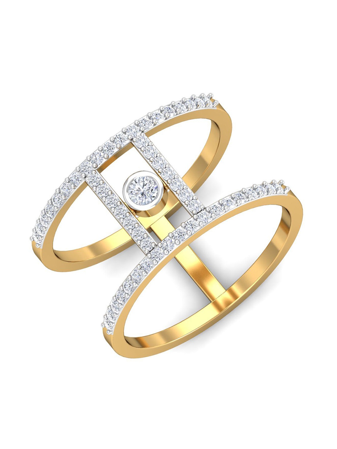 

KUBERBOX Destiny Solitaire 18KT Gold Diamond-Studded Ring-3.96gm